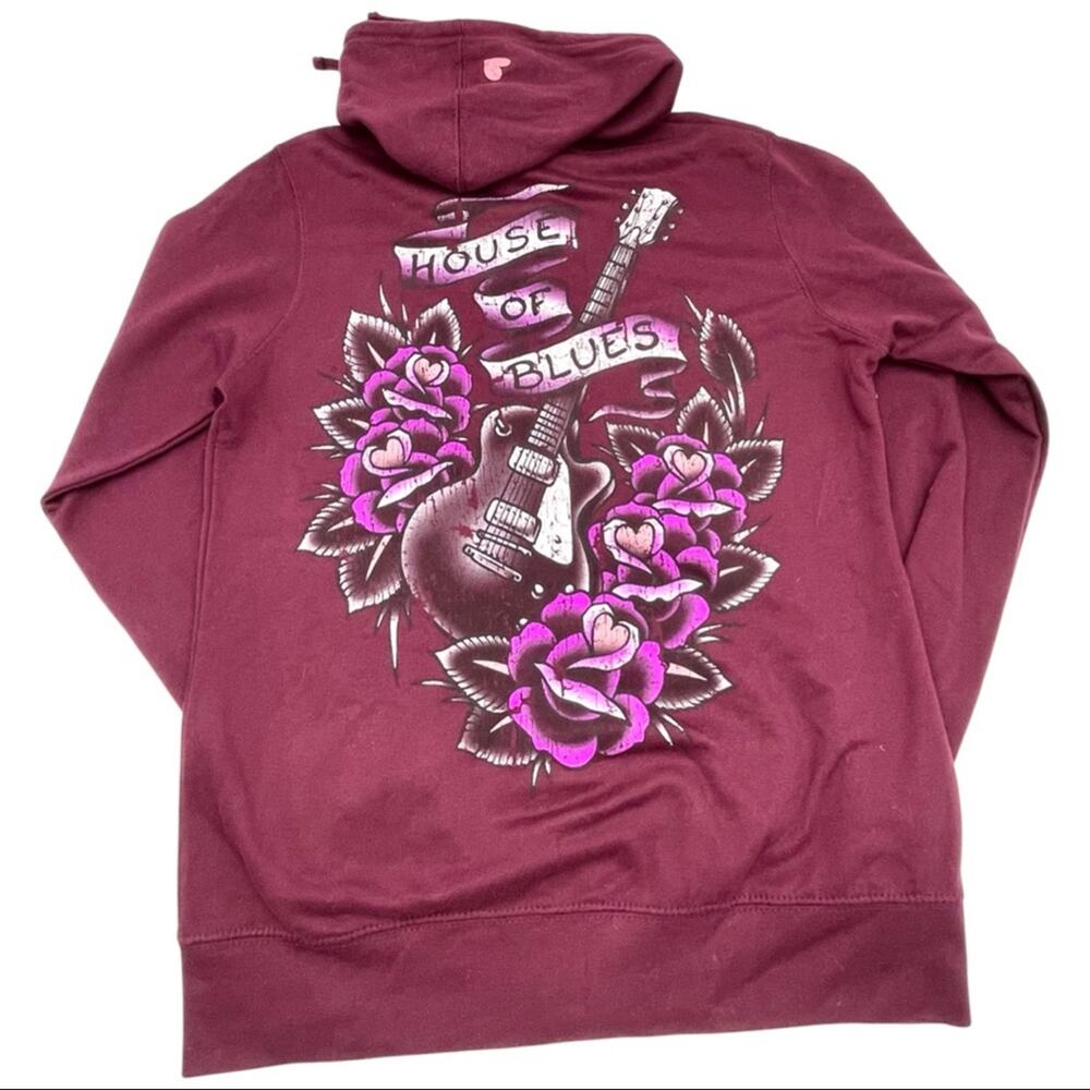 NEW - HOUSE OF BLUES women's graphic hoodie purple cotton blend size LARGE